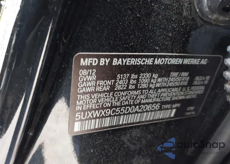 2013 BMW X3 xDrive28I из США, поврежденный, VIN 5UXWX9C55D0A20656